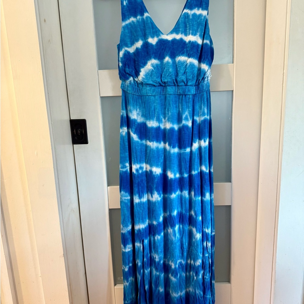 Full Length Blue and White Tie-Dye Dress